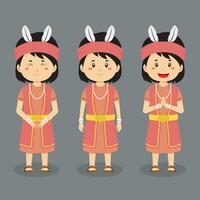 Central Kalimantan Indonesian Character with Various Expression vector