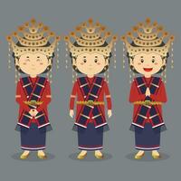 North Sumatra Indonesian Character with Various Expression vector