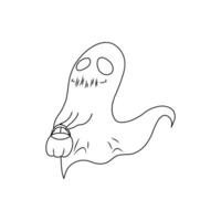 Halloween coloring page with a cute ghost vector