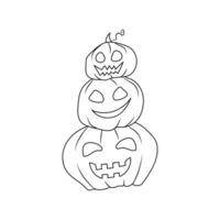 Cute Halloween coloring page for kids with pumpkin vector
