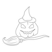 Cute Halloween coloring page for kids with pumpkin vector