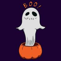 Cute Halloween illustration with a funny ghost vector