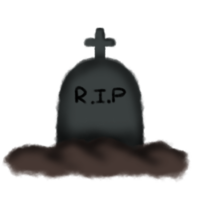 a black tombstone with the word r.i.p on it on transparent background png