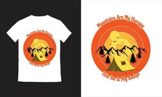 cámping excursionismo naturaleza montaña camiseta diseño vector
