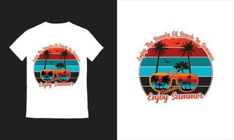 verano paraíso playa camiseta diseño, vector