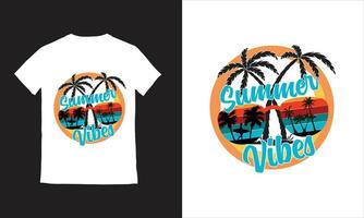 Summer Paradise Beach T-shirt Design, vector