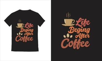 café camiseta diseño tipografía café taza camiseta vector plantilla,