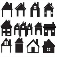 house and building icons set. Real estate. Flat style houses symbols for apps and websites on white background vector