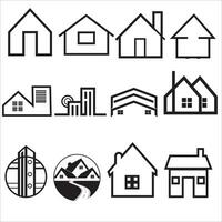 house and building icons set. for Real estate. Flat style houses symbols for apps and websites on white background vector