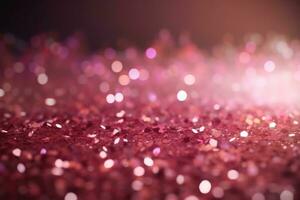 abstract pink glitter background. Defocused bokeh on a blue background and texture. Generative AI photo