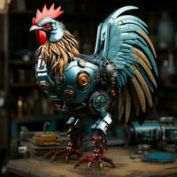 3d rooster robot card ai photo