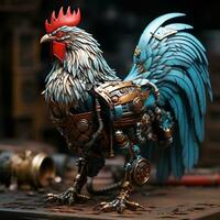 3d rooster robot card ai photo