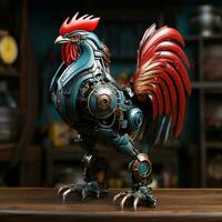 3d rooster robot card ai photo