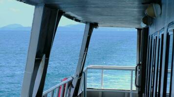 Beautiful views on the deck of a large ship or ferry while sailing in the seas in Thailand. video