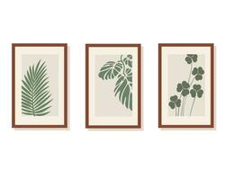 Set of interior botanical paintings in flat style. All Objects Are Repainted. vector