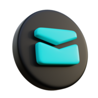 Message 3D Icon on black circle. png