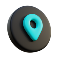 Location Pin 3D Icon on black circle. png