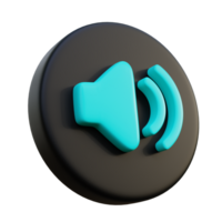 Sound Speaker 3D Icon on black circle. png