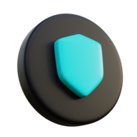 Shield 3D Icon on black circle. png