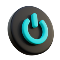 Power 3D Icon on black circle. png