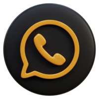 Yellow telephone and bubble icon on black circle 3d rendering. png