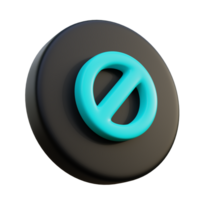 Stop Blocked 3D Icon on black circle. png