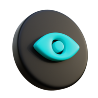 Eye Visibility 3D Icon on black circle. png