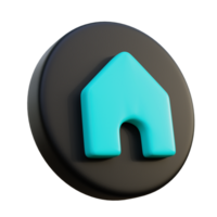 Home 3D Icon on white circle. png