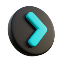 Chevron Right Arrow 3d icon on black circle. png