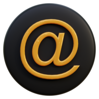 Yellow address or email icon on black circle 3d rendering. png