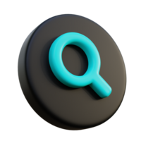 Search 3D Icon on black circle. png