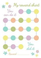 Pastel reward chart. Printable chore chart for girl. Toddler routine chart. Behavior chart for kids. Sticker chart. Daily routine chart. vector