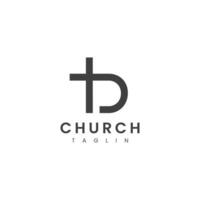 Letter D with Church Logo Design Vector Template