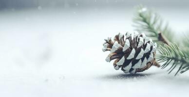 Christmas background with pine cones and pine branches, bokeh background. Generative AI photo