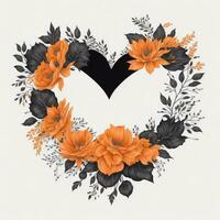 Greeting card with flowers and butterflies. AI generated. photo