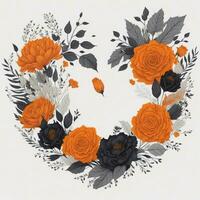 Greeting card with flowers and butterflies. AI generated. photo