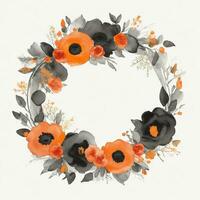 watercolor painting of a wreath of flowers. generative ai. photo
