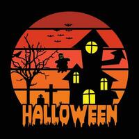 Halloween House and spoookyTshirt Design - Halloween Vector Design