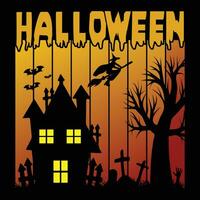 Halloween Honted House and WitchyTshirt Design - Halloween Vector Design