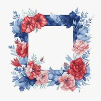 Watercolor floral frame. Illustration generative ai. photo