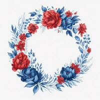 Watercolor floral frame. Illustration Generative AI photo