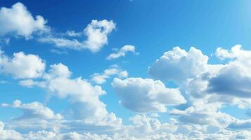 Vivid blue sky adorned with fluffy white clouds photo