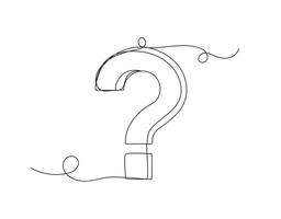 Continuous one line question mark shape isolated. vector