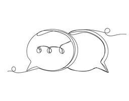 Continuous one line speech bubble shape isolated. vector