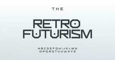 Sleek minimalistic font inspired by sci-fi aesthetics. Perfect for modern logos and contemporary designs. Embrace the future with this cosmic typographic solution. vector