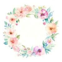 Watercolor floral frame. Illustration generative AI. photo