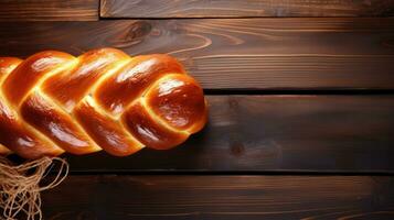 Homemade Challah bread, Jewish cuisine. Challah for Hanukkah photo