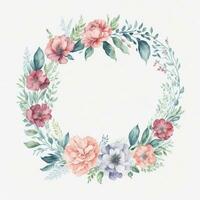 Watercolor floral frame. Illustration generative AI. photo