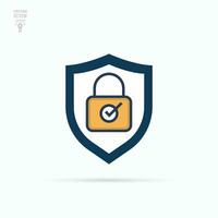 Shield with padlock and check mark. Security, encryption, data protection, privacy concept. Vector illustration