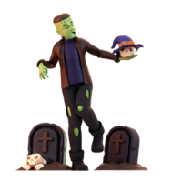 frankenstein med gravstenar 3d illustration png